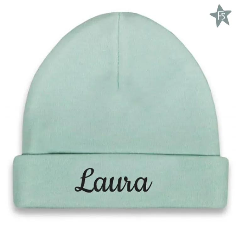 Fashion Babymutsje mint met naam Rompertje Met Naam | Kraamcadeau Meisje