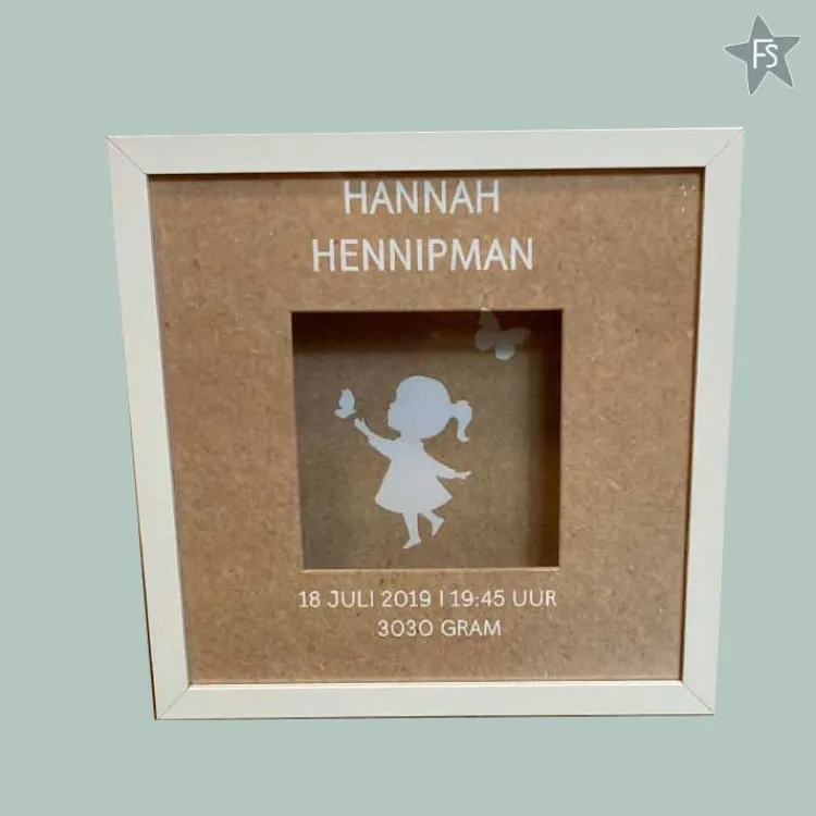Clearance 3D geboorteschilderij van geboortekaartje Geboorteschilderij | Kraamcadeau Meisje