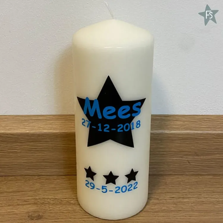 Clearance Doopkaars met naam en ster Doopkaars | Momenten