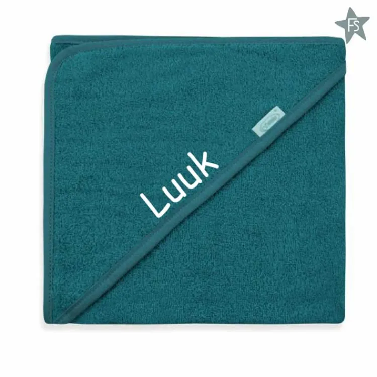 Hot Badcape Badstof - lake green ( met naam ) Badcape (met Naam) | Kraamcadeau Jongen