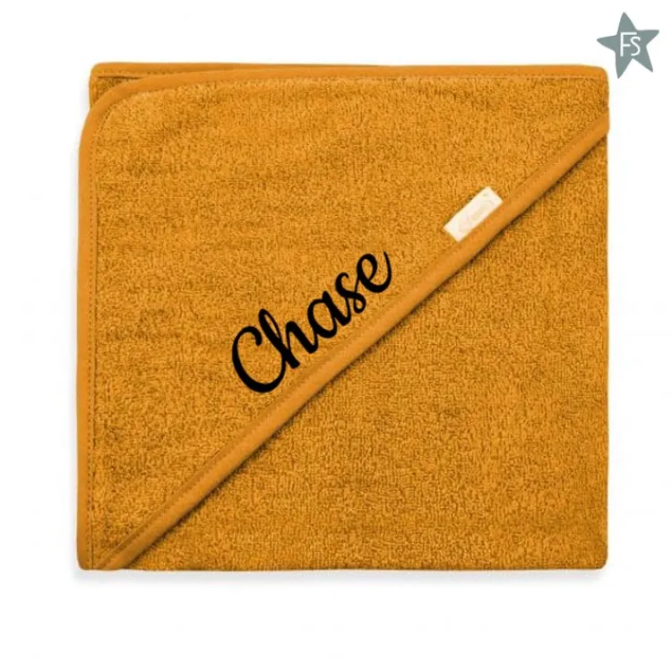 Discount Badcape Badstof - Ochre (met naam) Badcape (met Naam) | Kraamcadeau Meisje