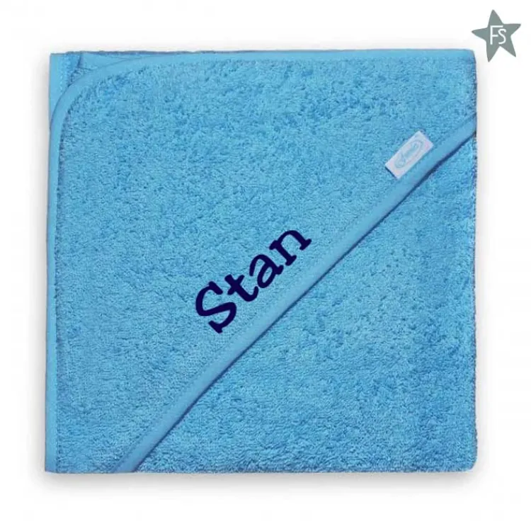 Clearance Badcape Badstof - blauw ( met naam ) Badcape (met Naam) | Kraamcadeau Jongen