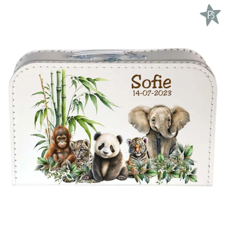 Best Geprint koffertje met naam en jungle dieren Koffertje Met Naam | Kraamcadeau Meisje