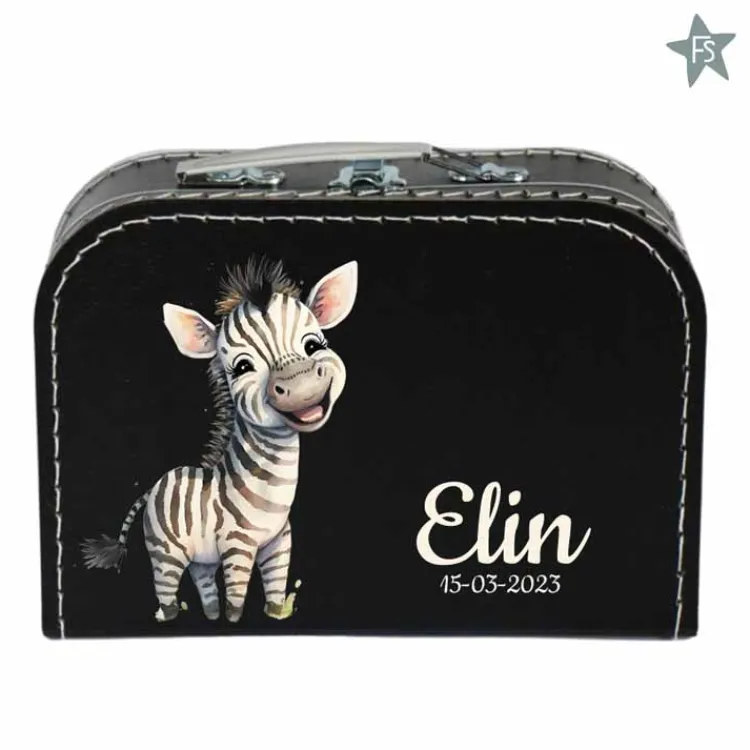 Hot Geprint koffertje met naam en baby zebra Koffertje Met Naam | Kraamcadeau Meisje