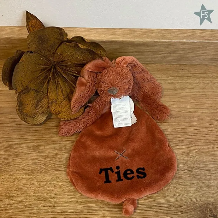Online Rust Rabbit Richie tuttle met naam Knuffeldoekjes Met Naam | Knuffels Met Naam