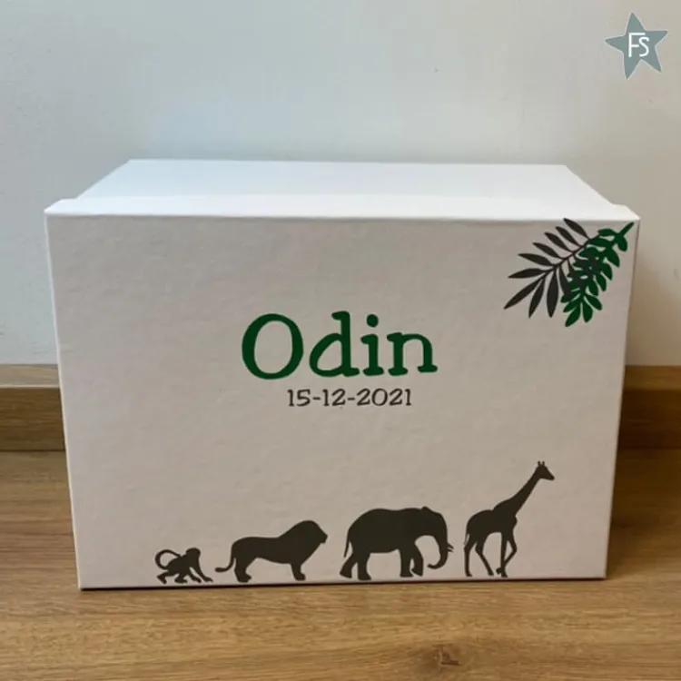 Discount Herinneringen kist met naam en jungle dieren Herinneringsdoos Met Naam | Kraamcadeau Meisje