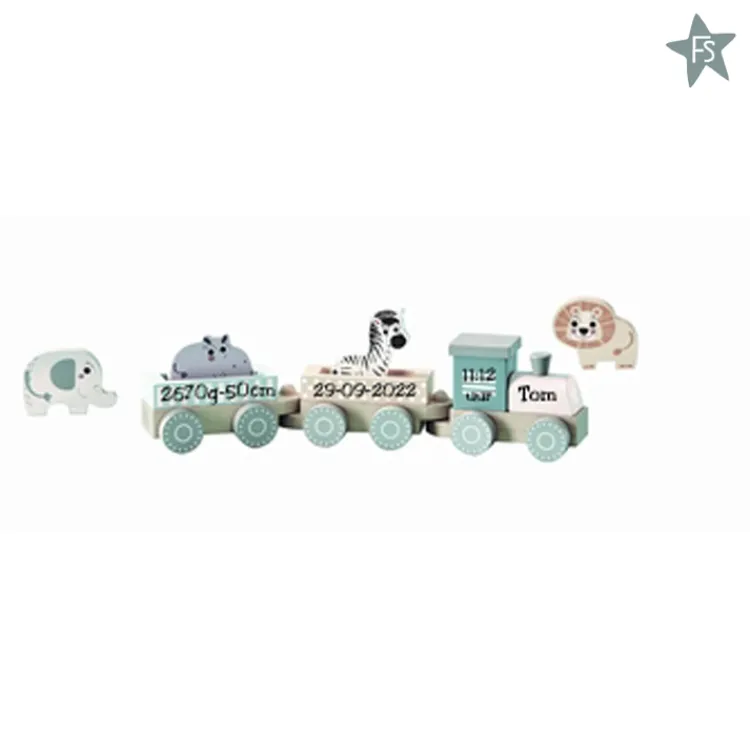 Fashion Houten dierentrein jungle ( met naam en geboortegegevens ) Houten Treinen Met Naam | Kraamcadeau Meisje