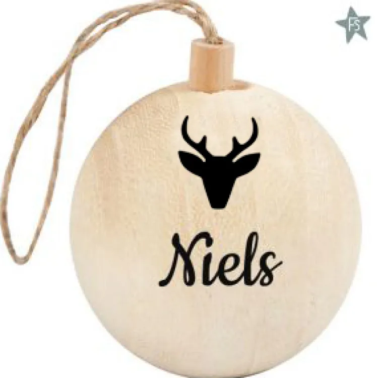 Discount Houten kerstbal met naam en rendier Momenten | Kraamcadeau Jongen