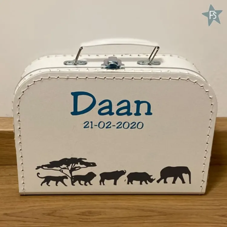 Clearance Kinderkoffertje met naam en " the big five " Koffertje Met Naam | Kraamcadeau Jongen