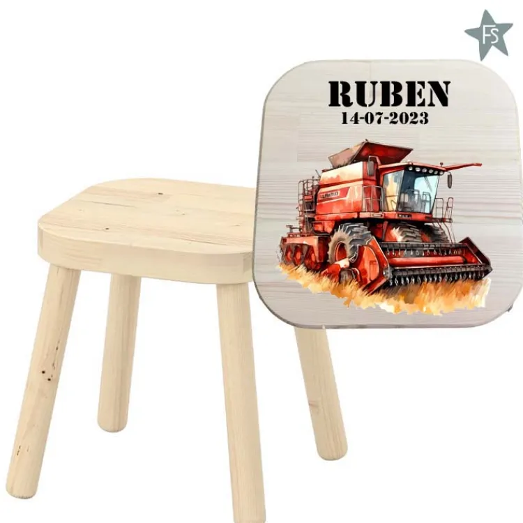 Outlet Krukje met naam en dorsmachine Kinderkrukje | Cadeaus Vanaf 25 Euro