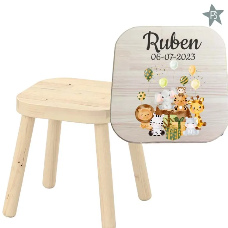Best Krukje met naam en party animals Kinderkrukje | Kraamcadeau Meisje