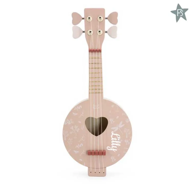 Best Houten Banjo Roze ( met naam ) Label Label | Houten Speelgoed Met Naam