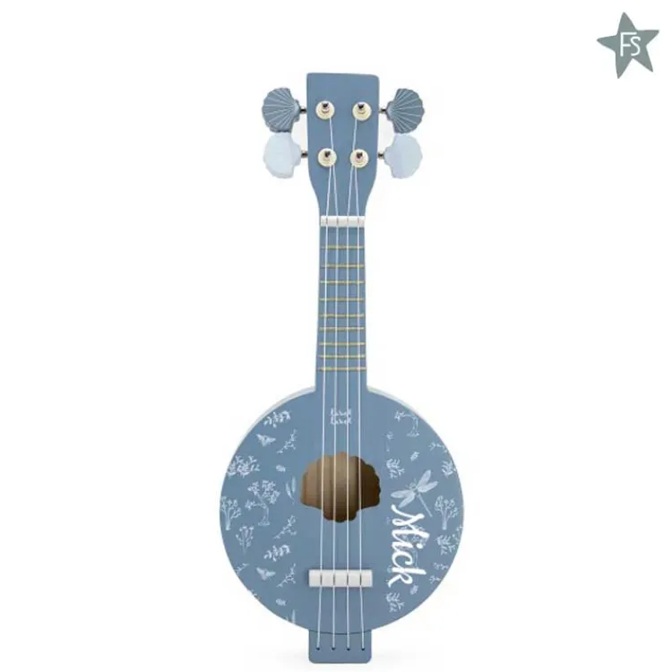 Outlet Houten Banjo Blauw ( met naam ) Label Label | Houten Speelgoed Met Naam