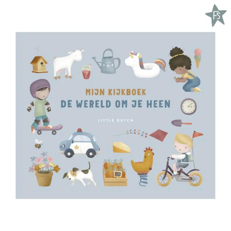 Hot - Kinderboek Mijn kijkboek, de wereld om je heen Little Dutch Boekjes | Kraamcadeau Jongen