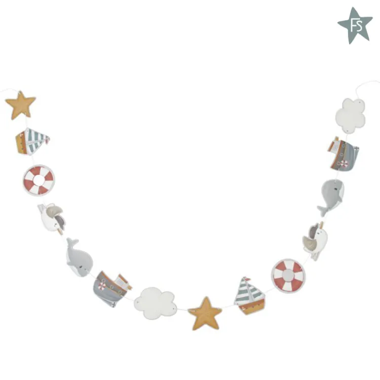 Clearance deco slinger Sailors Bay Little Dutch Sailors Bay Wit/blauw | Kraamcadeau Jongen