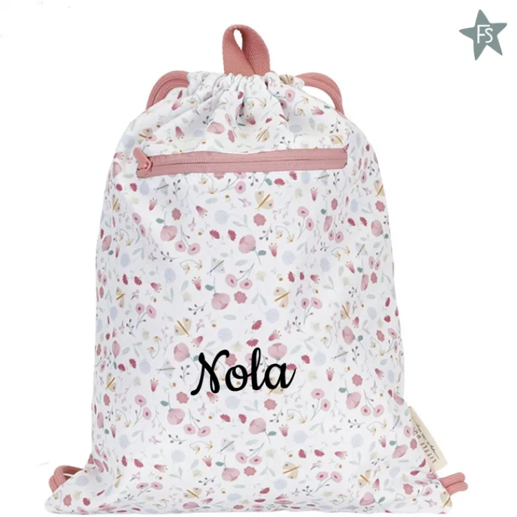 Online Gymtas Flowers& Butterflies ( met naam ) Little Dutch Kinderrugzakjes | Rugzak Met Naam