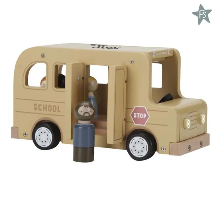 Discount Houten schoolbus met poppetjes (met naam) Little Dutch Houten Speelgoed Met Naam | Kraamcadeau Meisje
