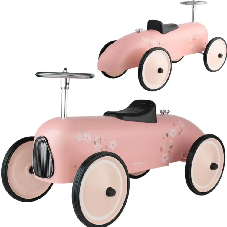 little_dutch_retro_loopau_2-1.webp New Retro Loopauto Roze (met naam) Little Dutch Houten Speelgoed Met Naam | Loopfiets Met Naam
