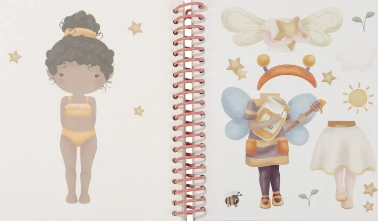 Online sticker- en aankleedboek Dress me up Rosa& Friends Little Dutch Boekjes | Kraamcadeau Meisje