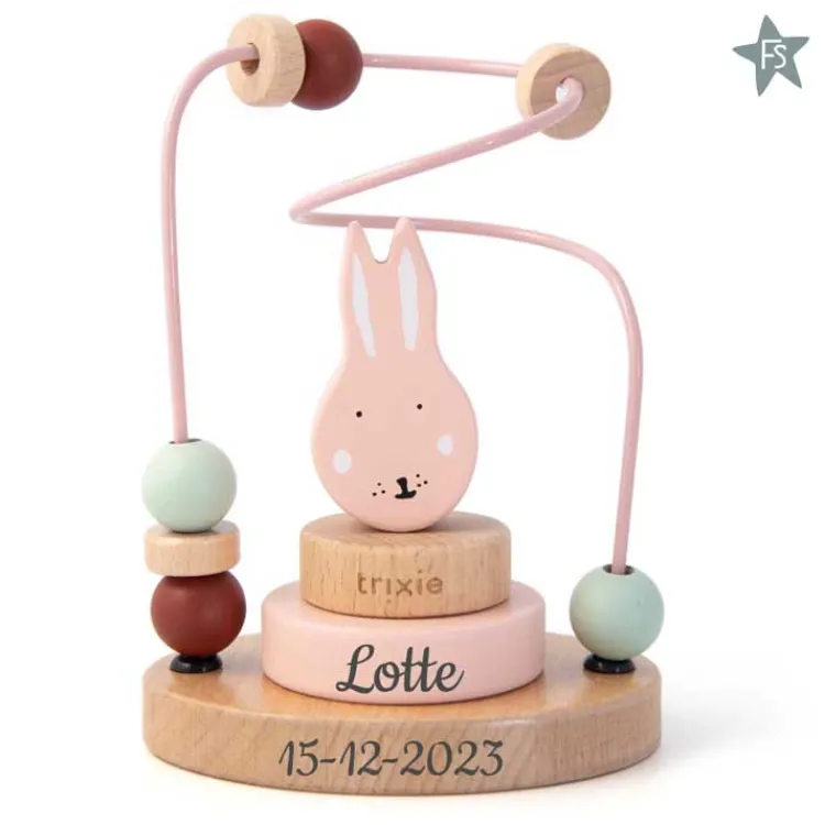 Discount Trixie houten kralenframe Mrs. Rabbit ( met naam ) Trixie Houten Speelgoed | Kraamcadeau Meisje