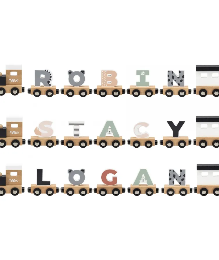 Fashion lettertrein - letter M Houten Treinen Met Naam | Houten Speelgoed Met Naam